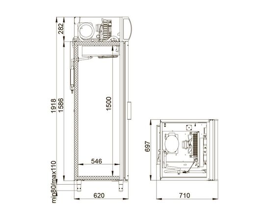 Холодильный шкаф Polair DM105-G (ШХ-0.5 ДС нерж)